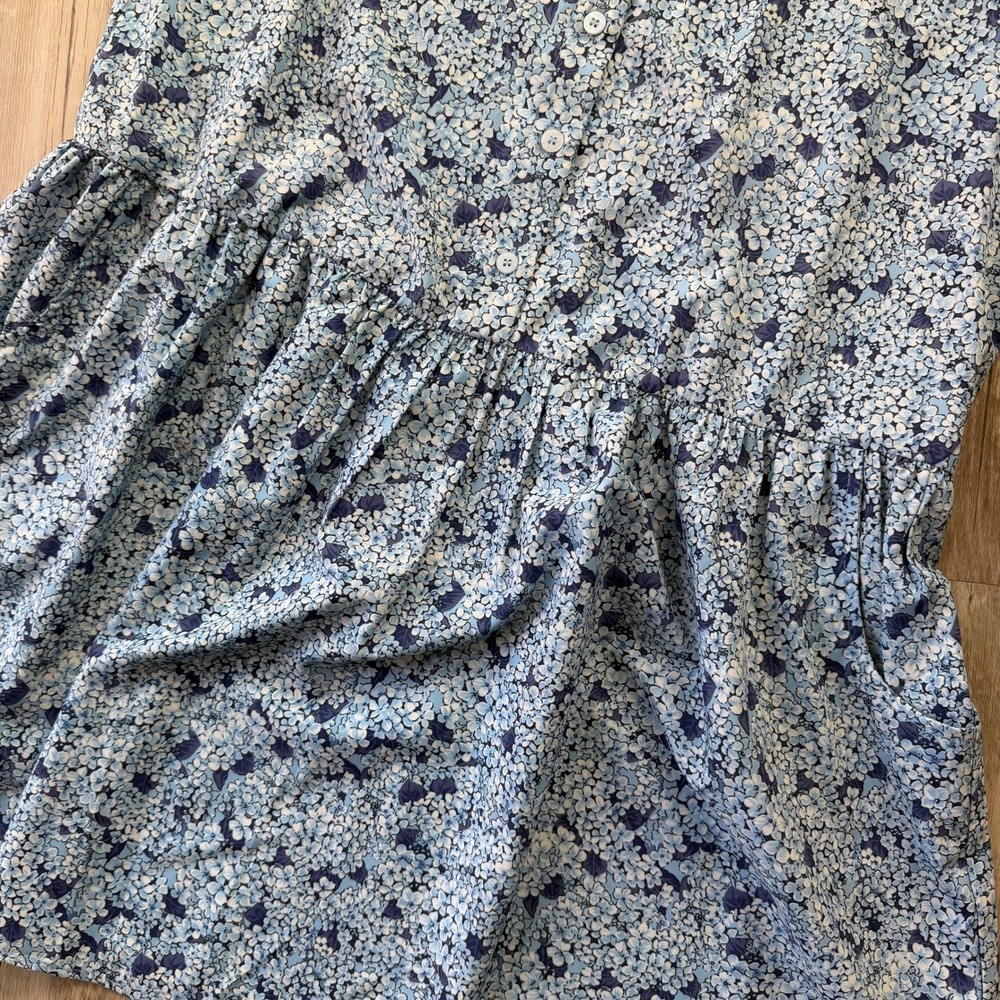 NWT Tuckernuck Women's Blue Floral Tiered Shirt Dress Dropped Waist Size Medium - Picture 13 of 13